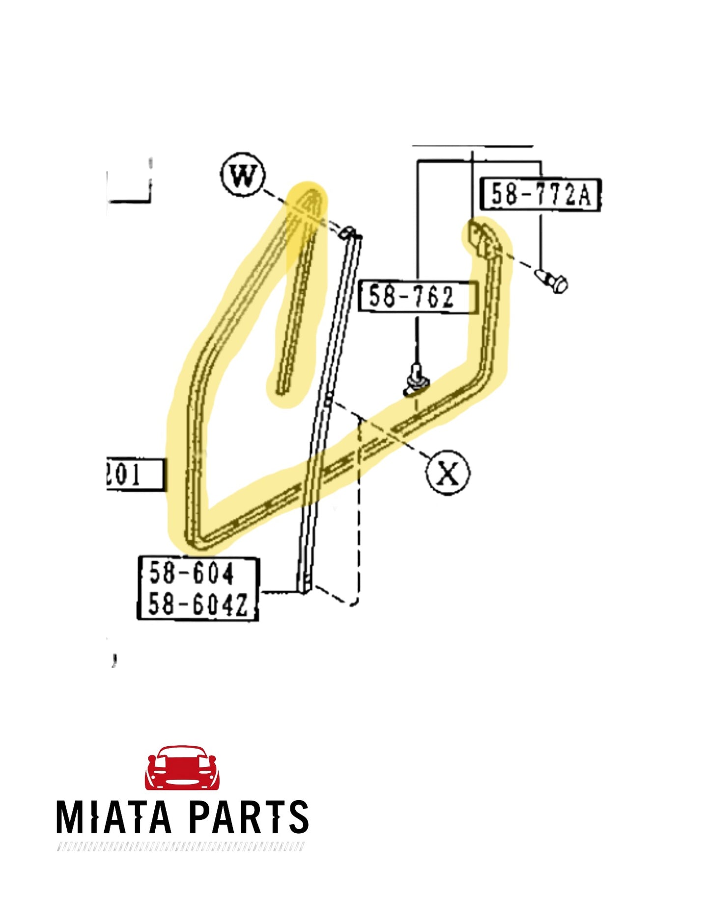MX5 NA Door Seal (Whole Door) (New or Used) (Genuine)