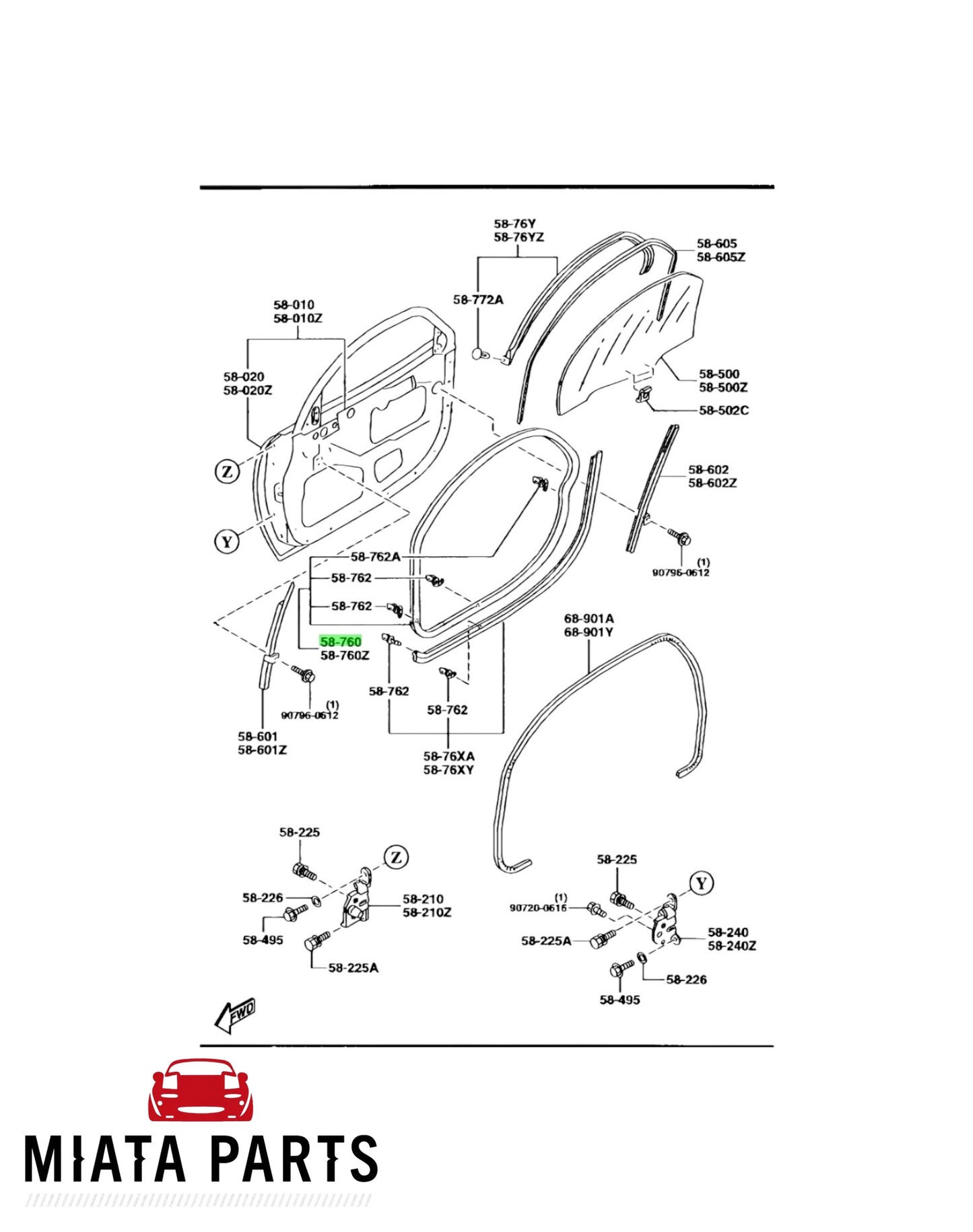RX7 FD Front Door Seal (New) (Genuine)