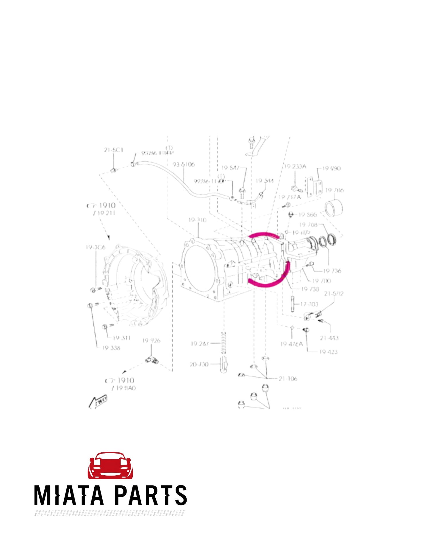 Genuine Mazda MX5 NC automatic transmission extension housing seal diagram from Miata Parts NZ