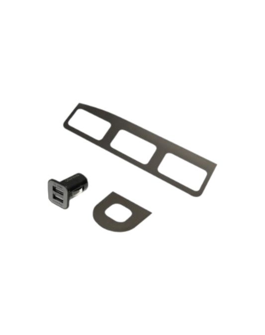 MX5 NA Black Brushed Stainless Button Bezels + USB Lighter Charger - Jass Performance
