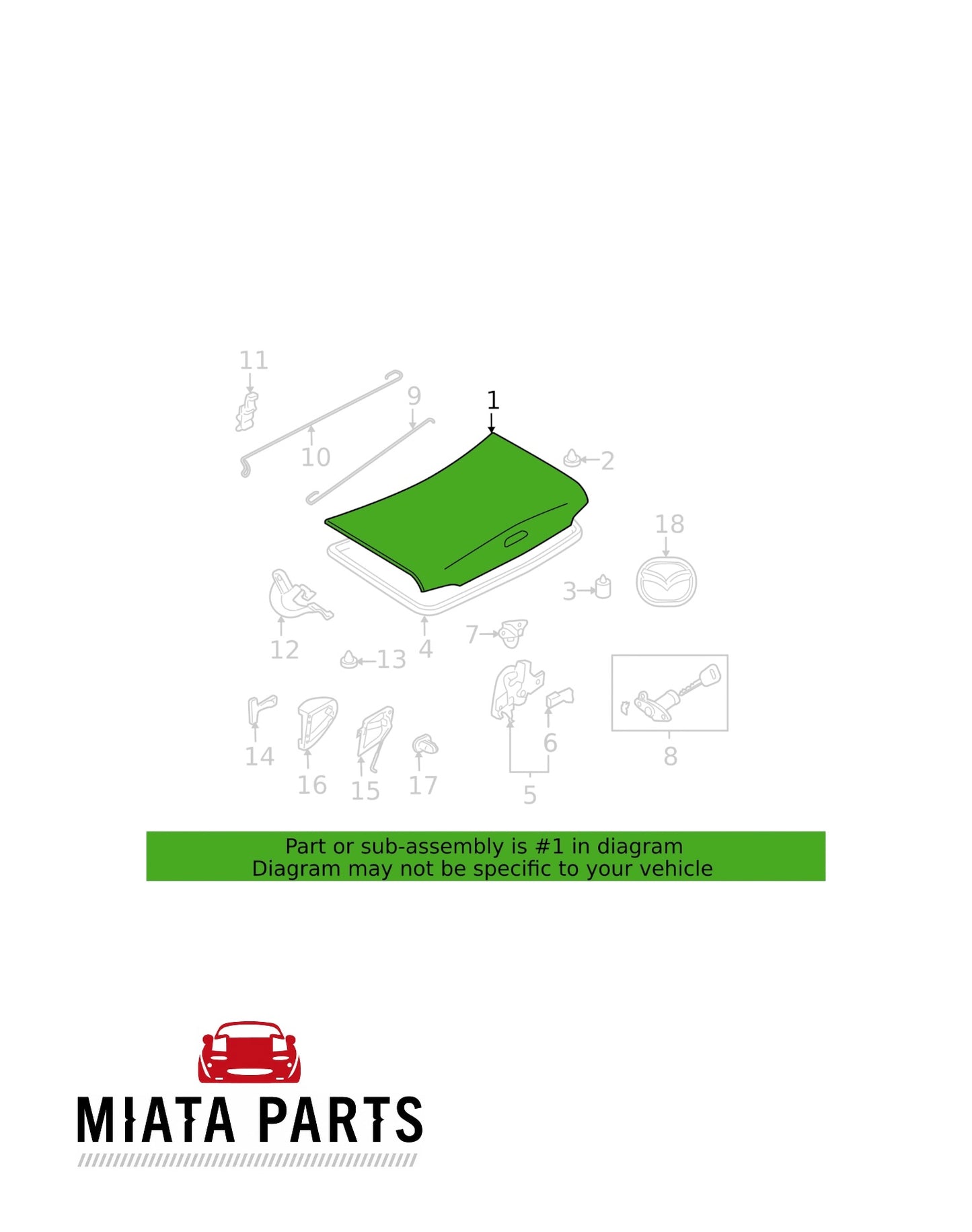 MX5 NB Bootlid (New) (Genuine)