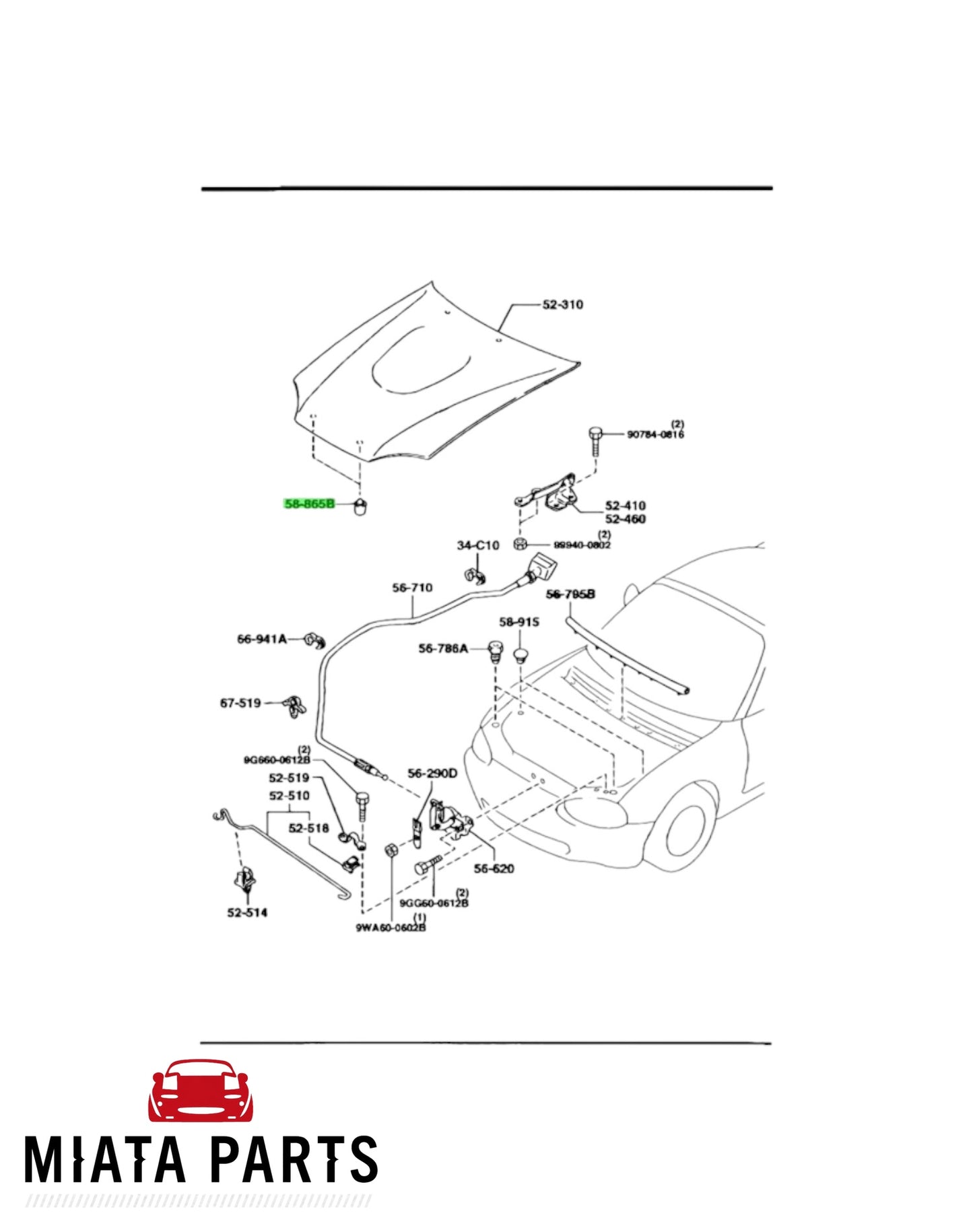 MX5 NB/NC Bonnet Rubber (New) (Genuine)