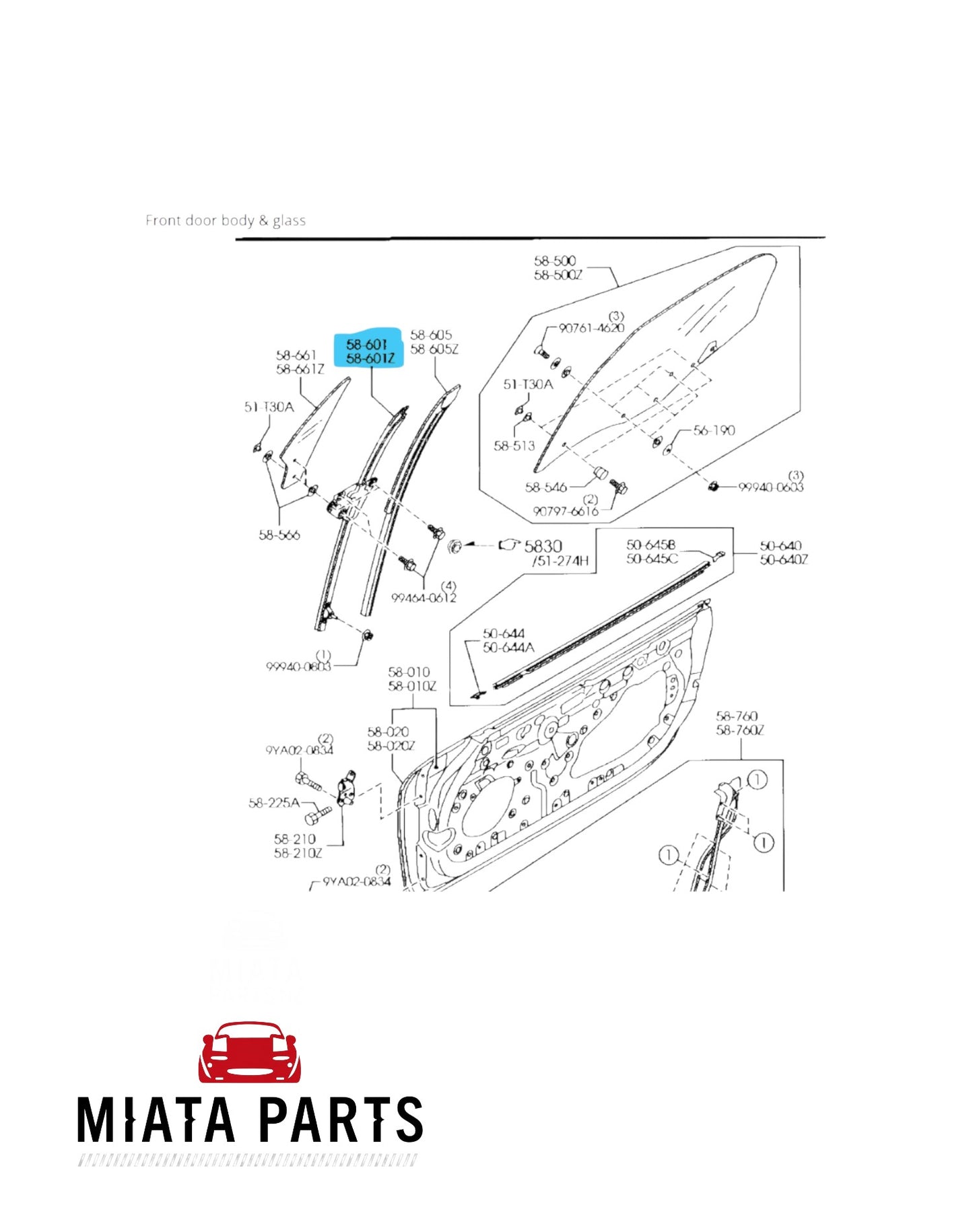 MX5 NC Window Guide Vertical (Used)