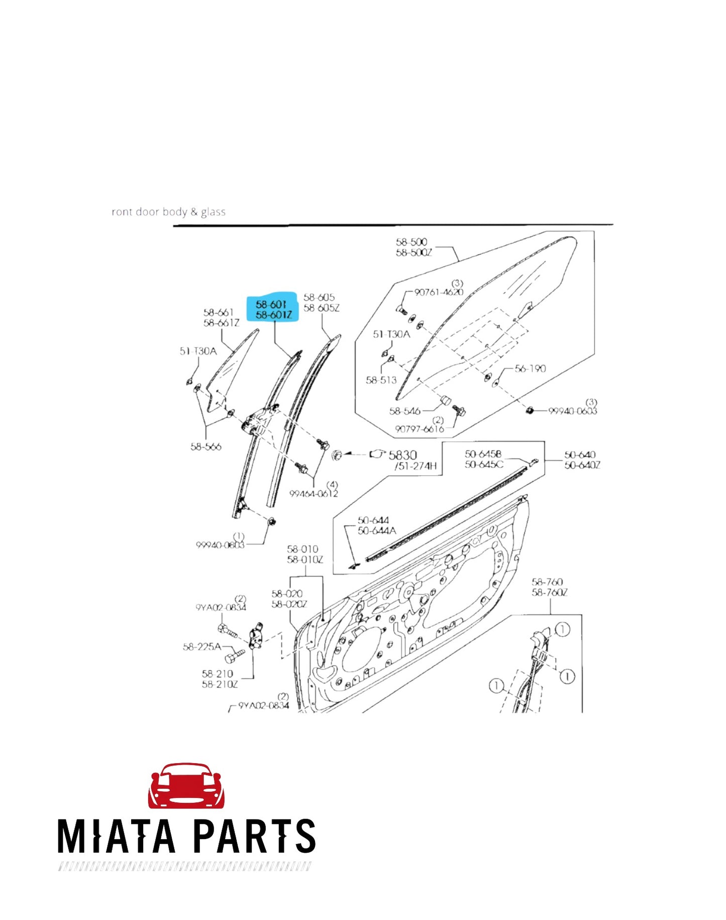 MX5 NC Window Guide Vertical (New) (Genuine)