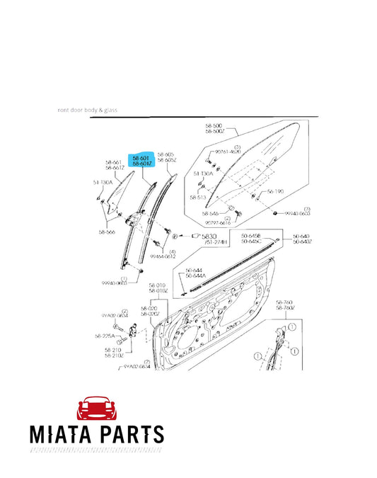 MX5 NC Window Guide Vertical (New) (Genuine)