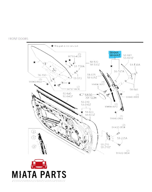 MX5 ND Window Guide Vertical (New) (Genuine)