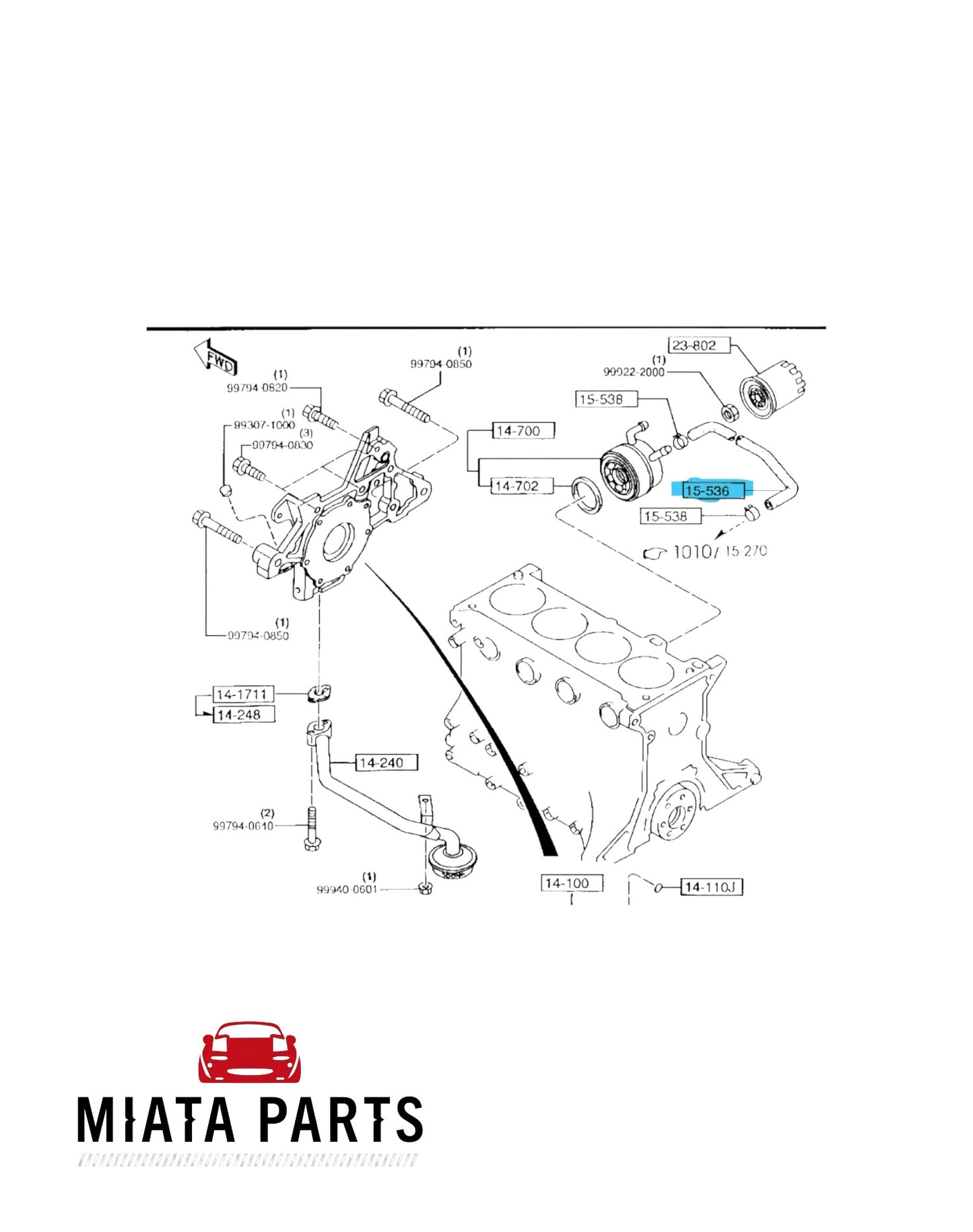 MX5 NA8 Oil Filter to Back of Head Hose (New) (Genuine)