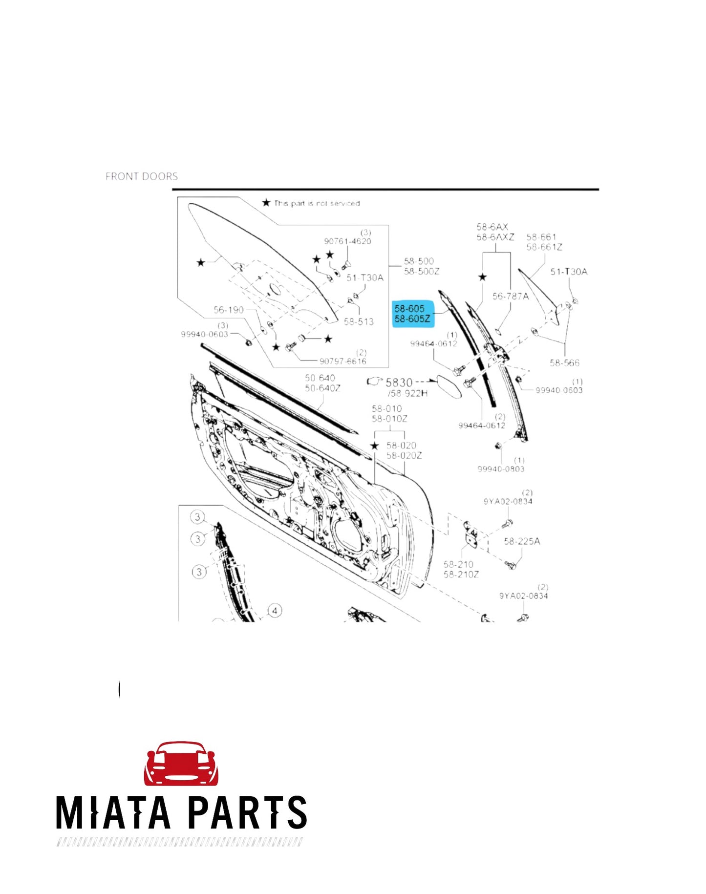 MX5 ND Window Guide Vertical Seal (New) (Genuine)