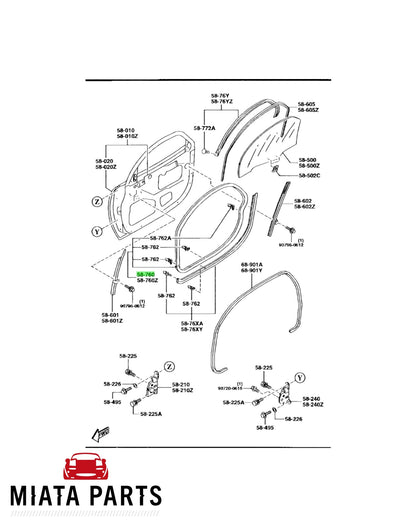 RX7 FD Front Door Seal (New) (Genuine)