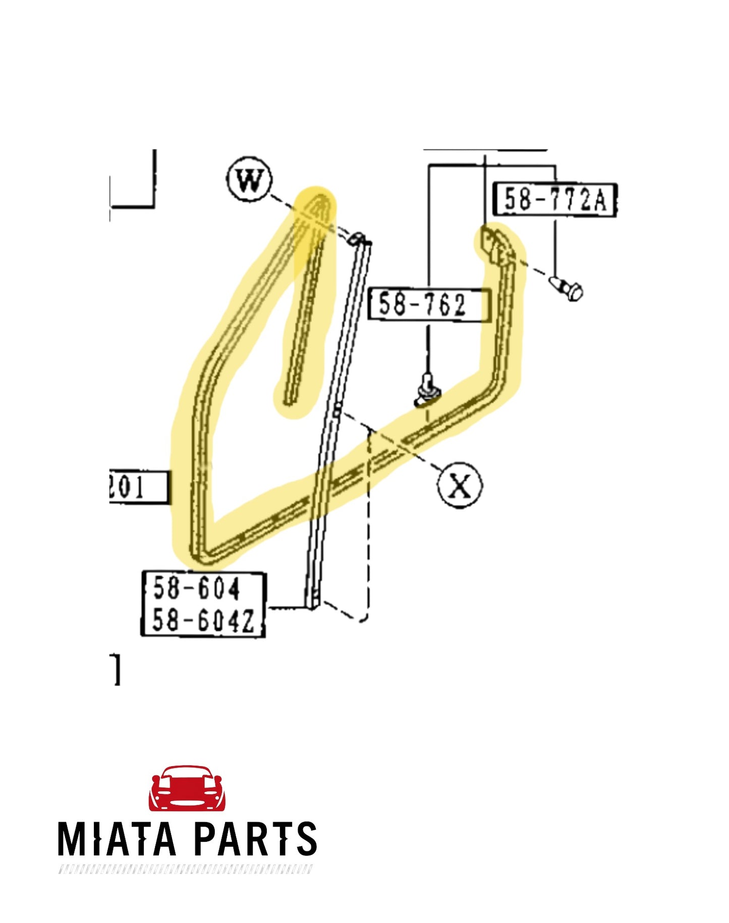 MX5 NB Door Seal (Whole Door) (New or Used) (Genuine)