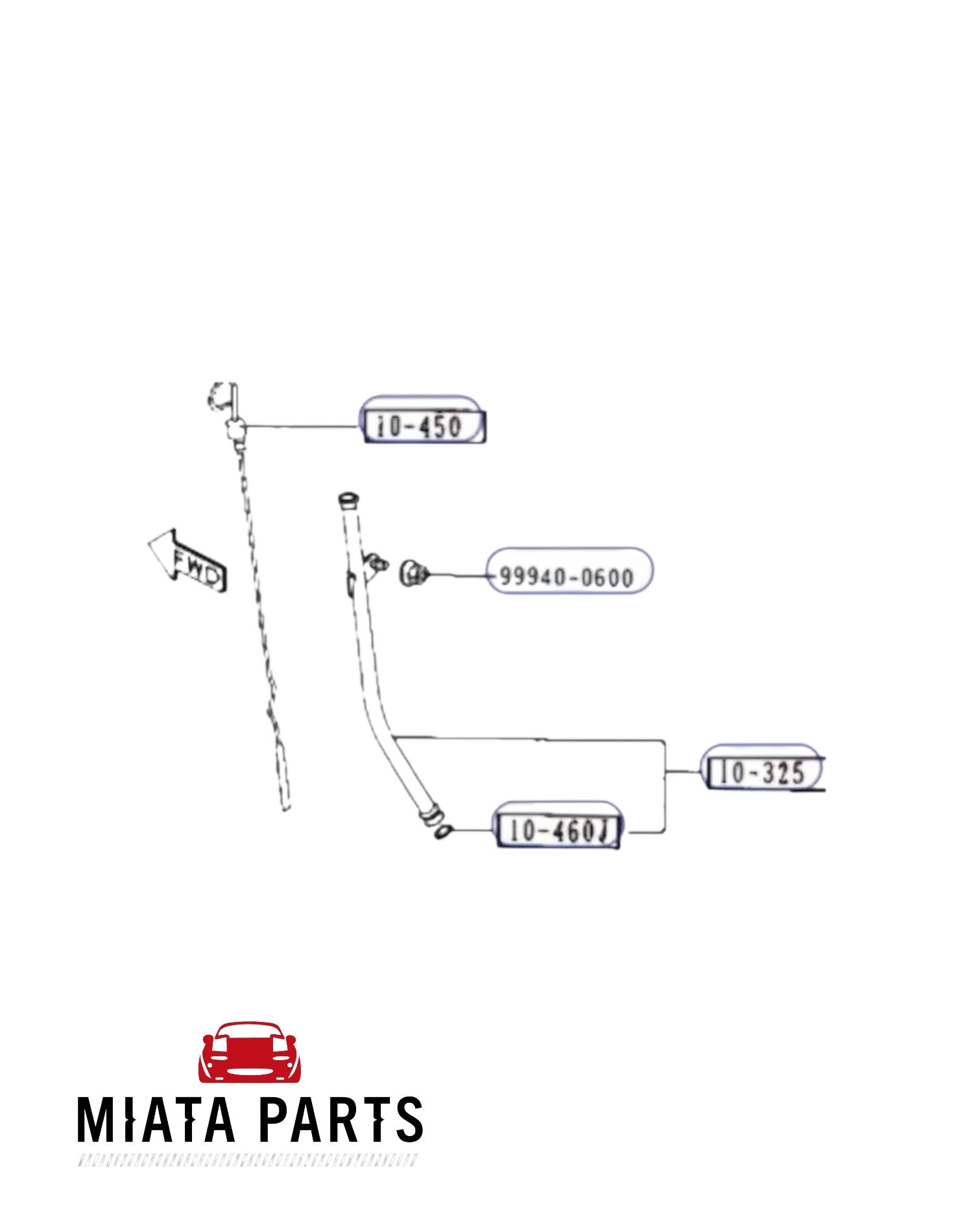 Miata Parts NZ Genuine Mazda MX5 NA dipstick tube for 1989-1997 models. Available for 1.6L or 1.8L engines.
