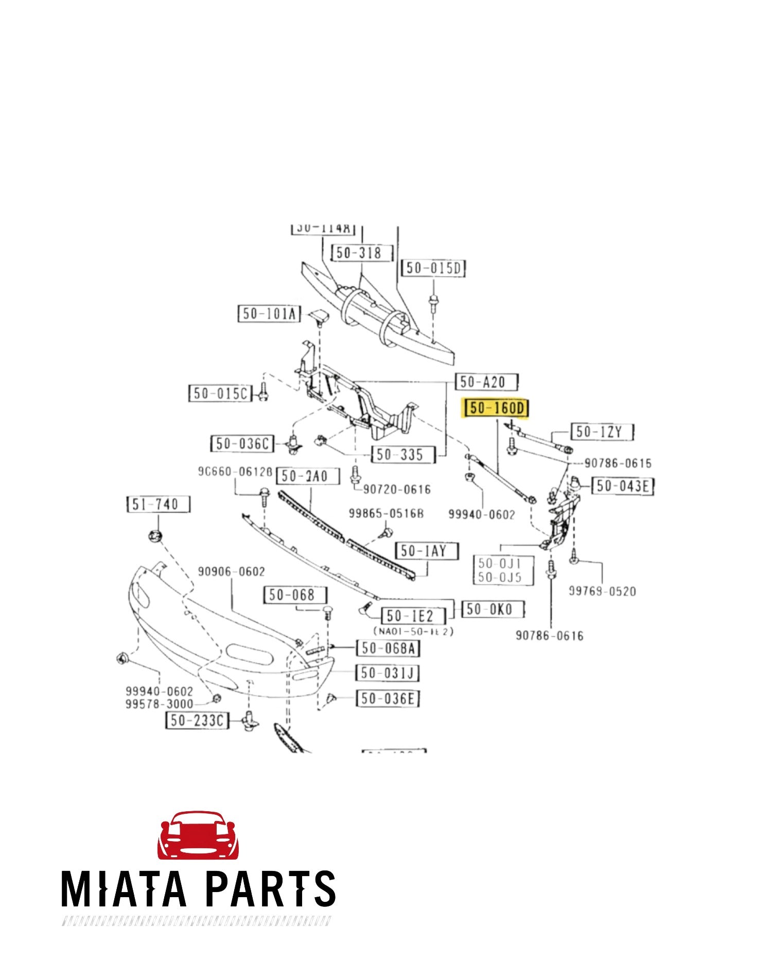 Miata Parts NZ aftermarket front bumper lower support rod for Mazda MX5 NA 1989-1997.