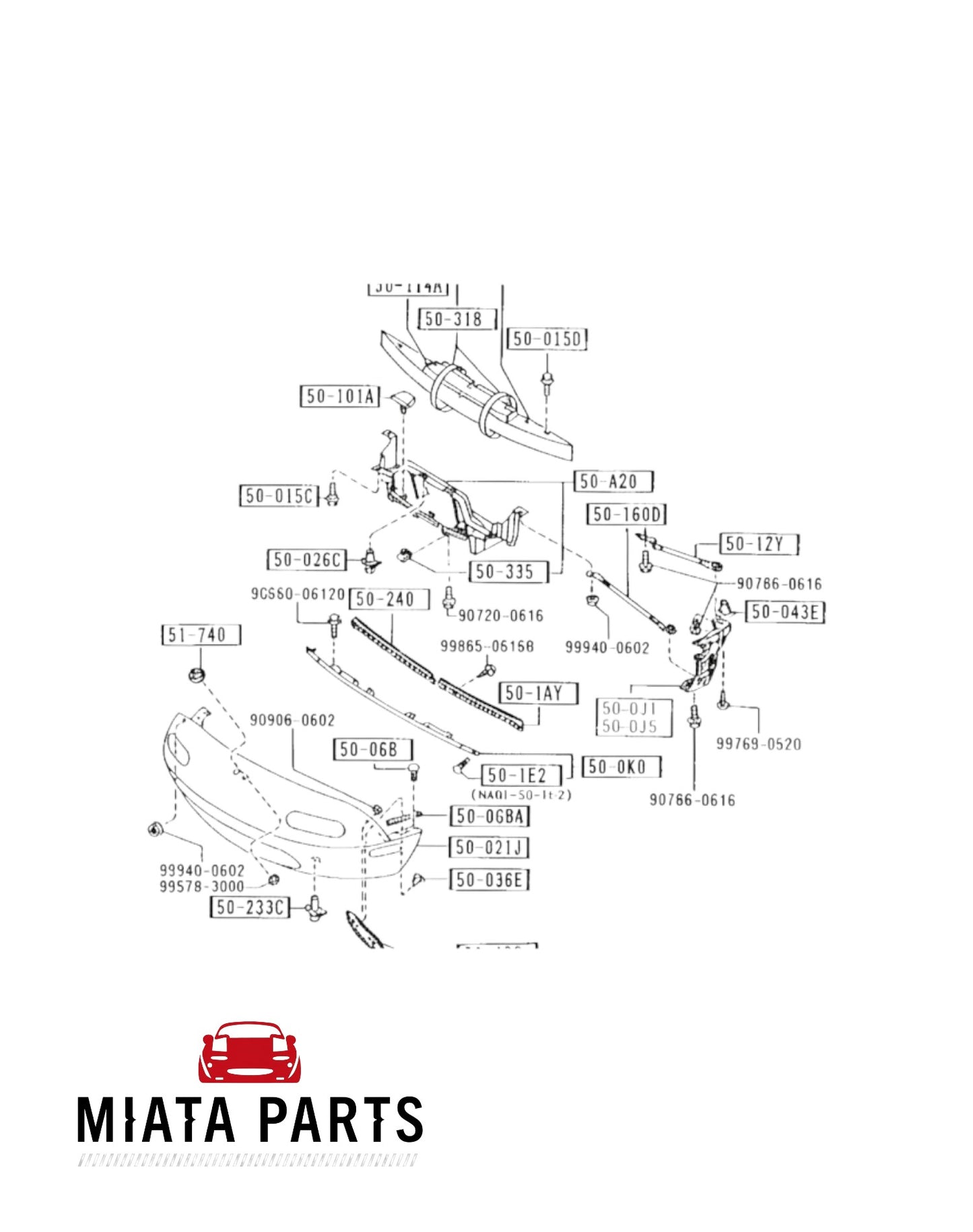 Miata Parts NZ aftermarket front bumper upper support rod for Mazda MX5 NA 1989-1997.