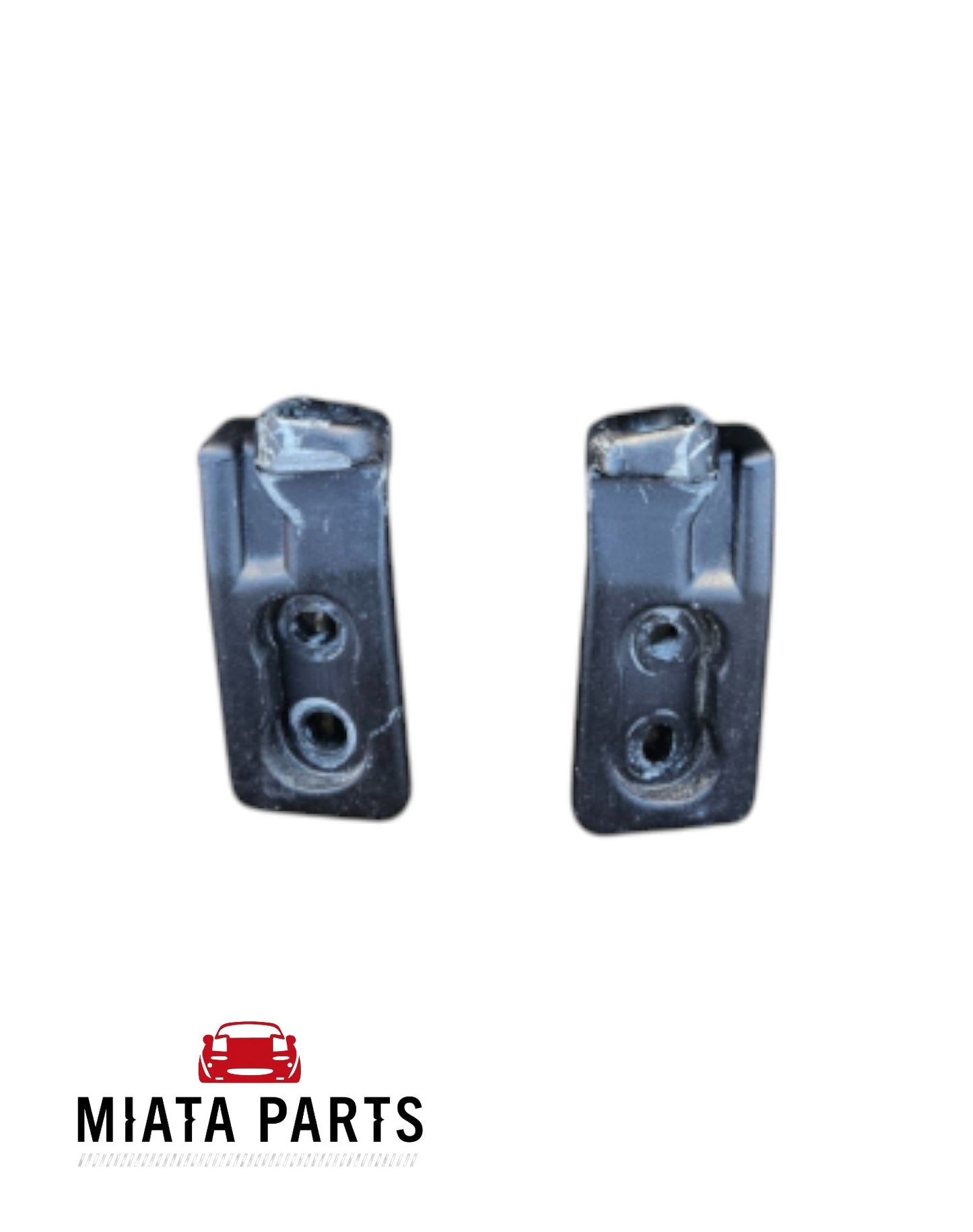 Miata Parts NZ used black metal side latches for Mazda MX5 NA hardtop, showing mounting holes and locking mechanism.