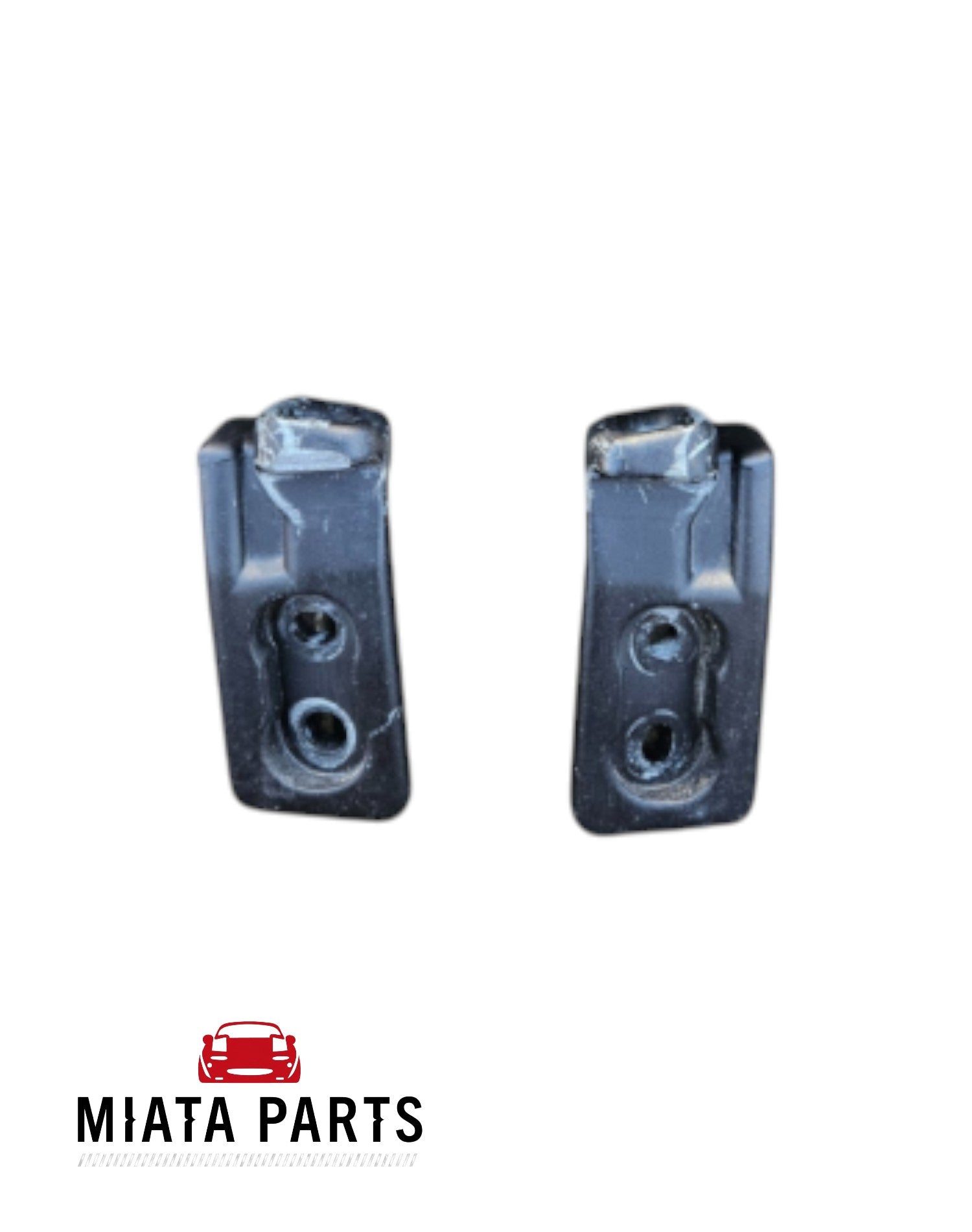 Miata Parts NZ used black metal side latches for Mazda MX5 NA hardtop, showing mounting holes and locking mechanism.