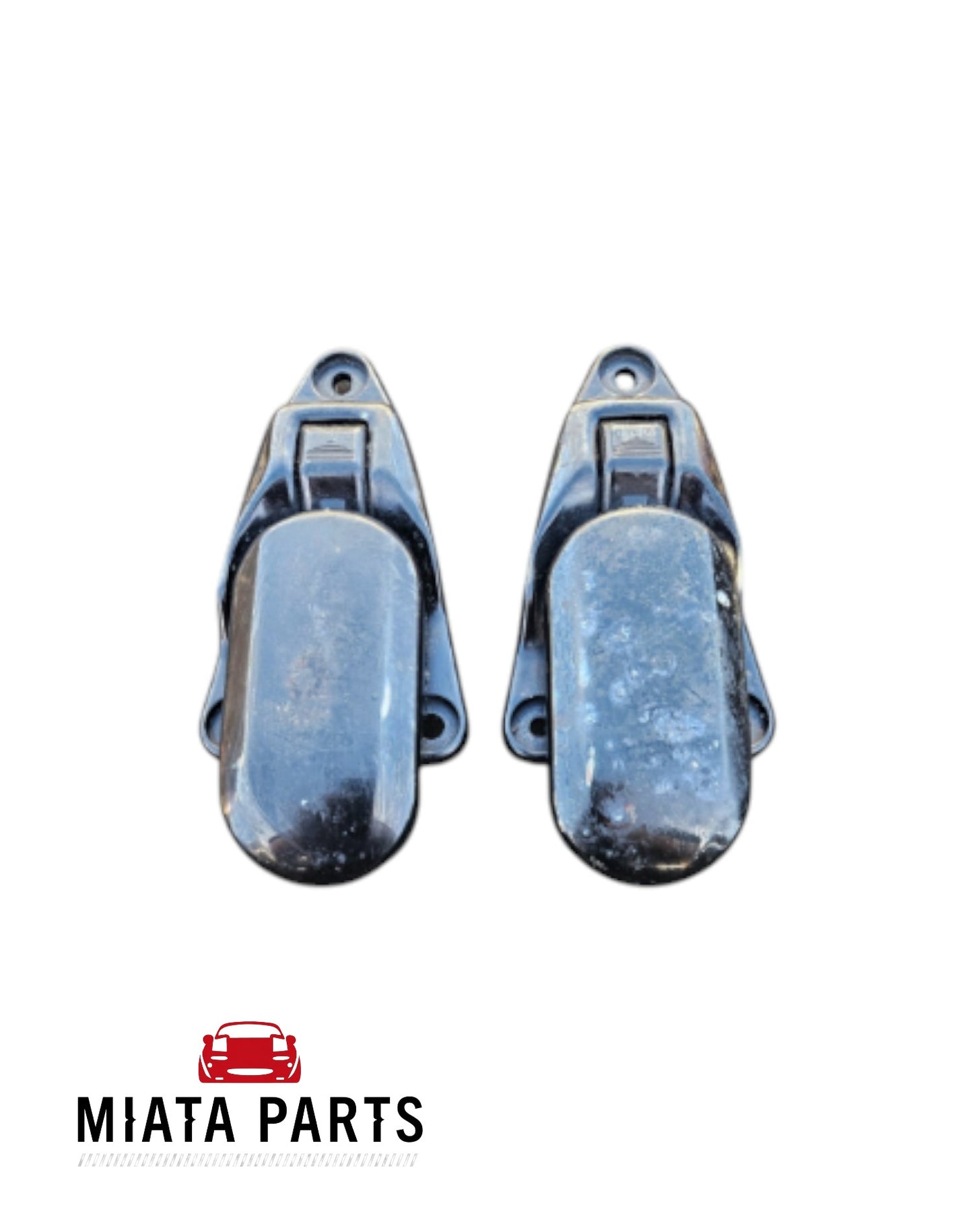 Miata Parts NZ used black metal side latches for Mazda MX5 NA hardtop, shown as a pair.