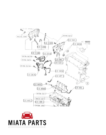 Miata Parts NZ genuine Mazda MX5 NA upper plastic timing cover gasket diagram for 1989-1997 models.