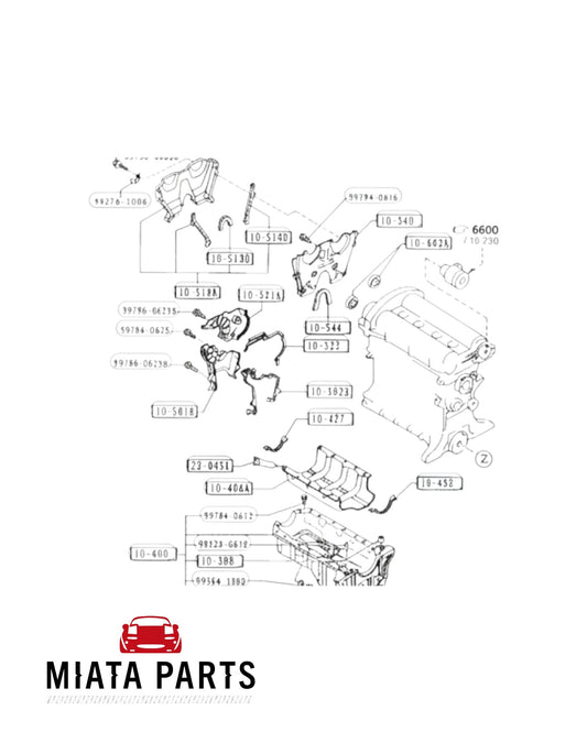Miata Parts NZ genuine Mazda MX5 NA upper plastic timing cover gasket diagram for 1989-1997 models.