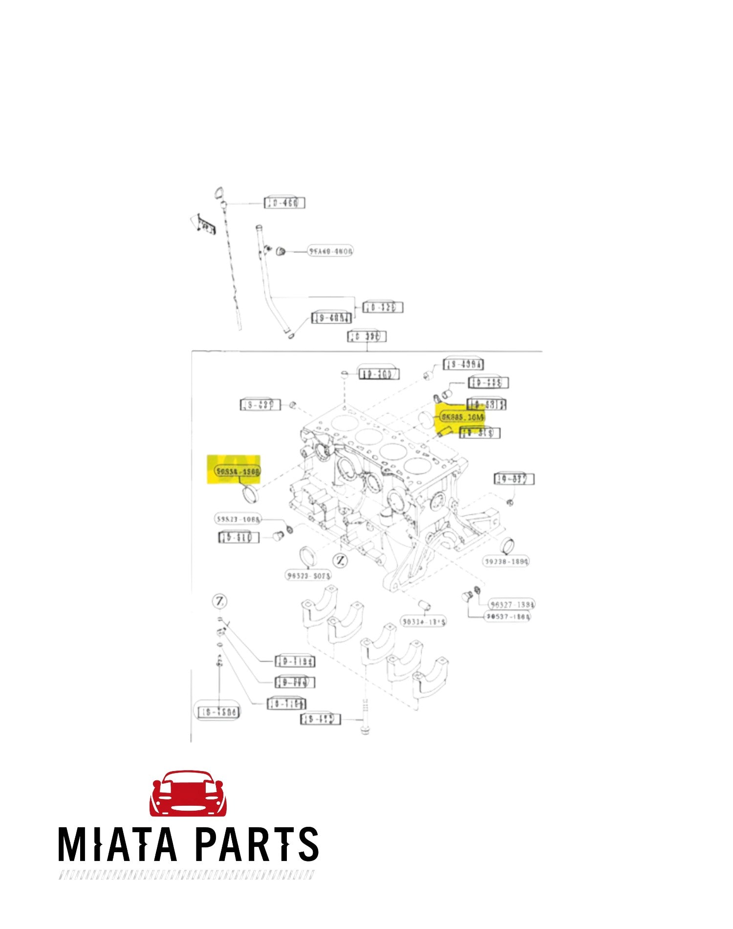Genuine Mazda MX5 NA6 water core plug diagram from Miata Parts NZ for 1989-1997 engine block maintenance