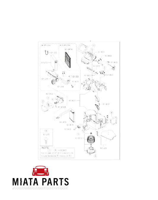 Miata Parts NZ diagram of MX5 NC TX expansion valve seal and related AC components.