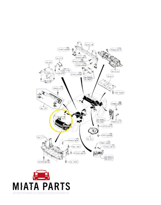 Genuine Mazda MX5 NC underbody transmission heatshield fastener diagram from Miata Parts NZ