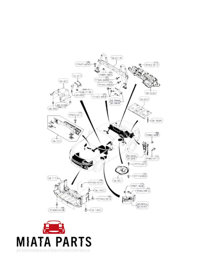 Genuine Mazda MX5 NC underbody transmission heatshield parts diagram from Miata Parts NZ