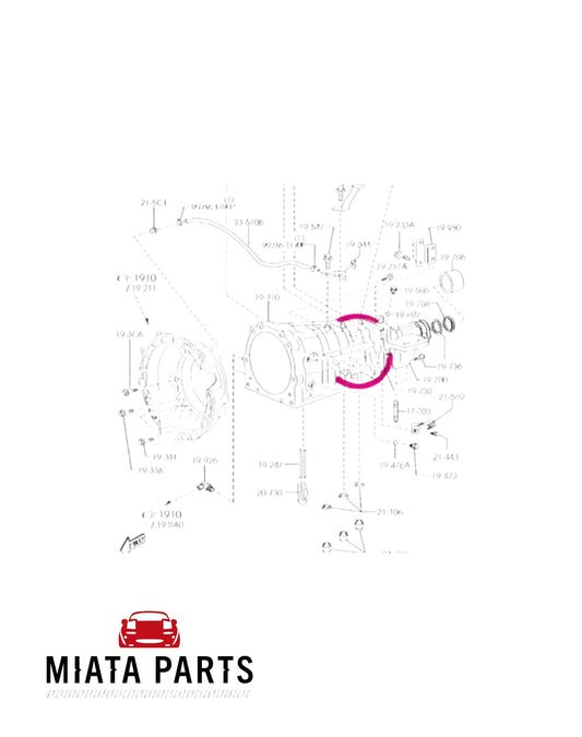 Genuine Mazda MX5 NC automatic transmission extension housing seal diagram from Miata Parts NZ