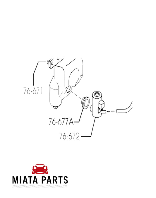 Miata Parts NZ MX5 NC washer bottle seal diagram, showing part 76-677A.