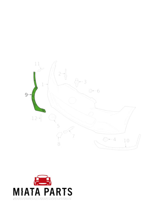 Miata Parts NZ genuine Mazda MX5 ND front bumper lower skirt bracket, 2015-current.