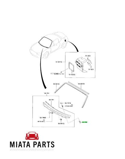 Miata Parts NZ genuine MX5 NA wiper cowl screw grommet for 1989-1997 Mazda MX5 NA.